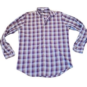 Peter Millar Mens Long Sleeve Plaid Shirt Top Button Down Sz L